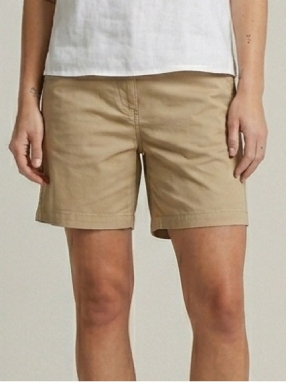 Vintage Khaki Beige High-rise Cotton Twill 4.5" Safari Shorts - Medium